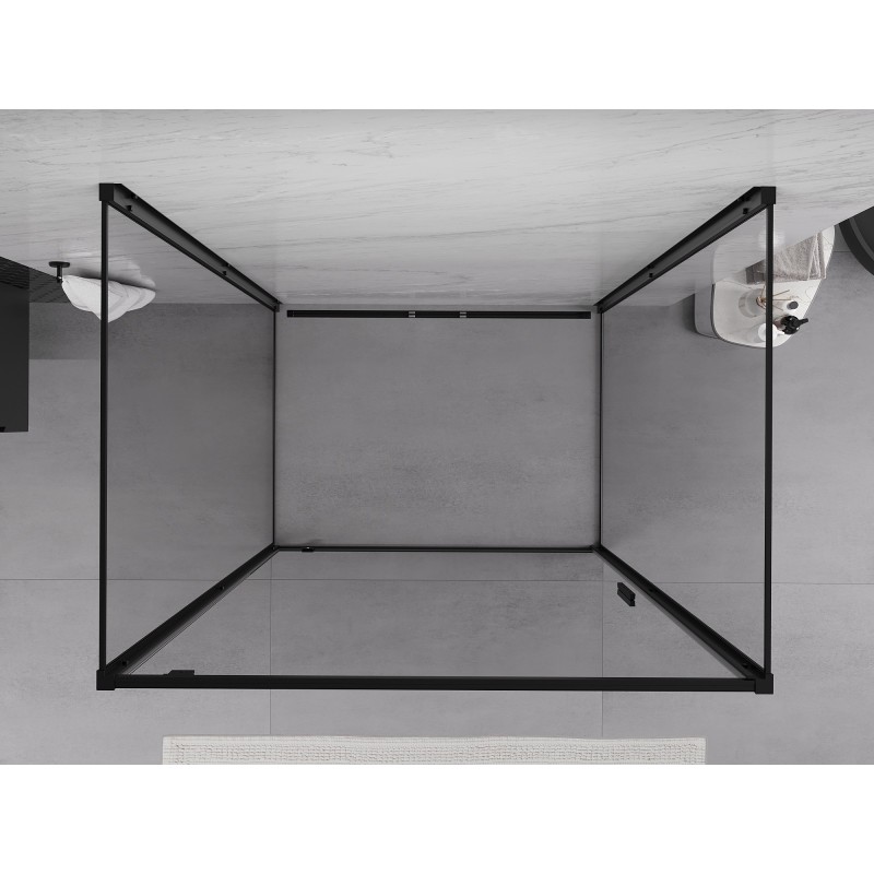 Mexen Exo-3S sprchový kout 3-stěnný sklopný 75 x 95 cm, transparentní, černý - 8181-075-095-70-00-3S