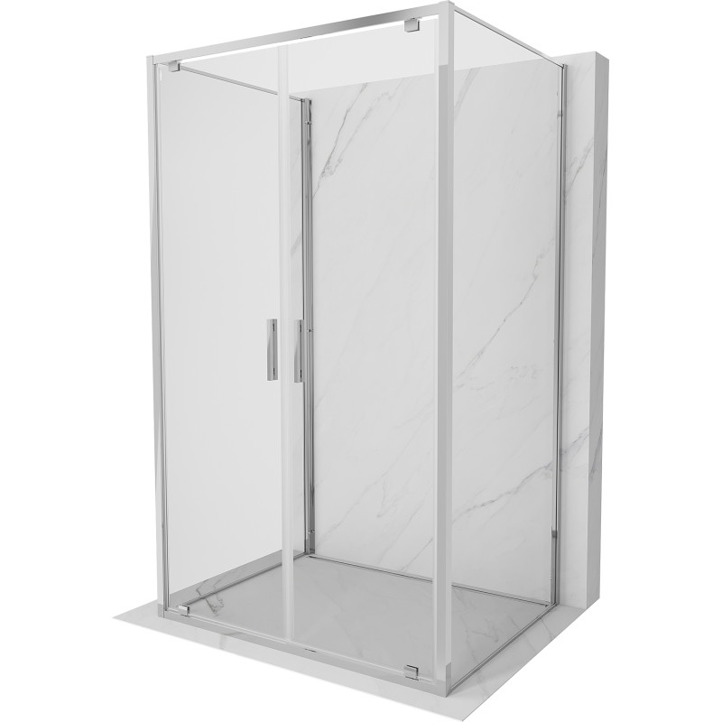 Mexen Exo-BR Duo 3S sprchový kout 3-stěnný otočný 100 x 70 cm, transparentní, chrom - 8182-100-070-01-00-3S