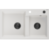 Mexen Tomas granitový dřez 2-komorový 800 x 500 mm, bílý, černý sifon - 6516802000-20-B
