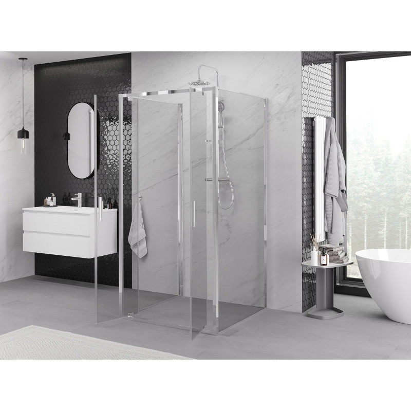 Mexen Exo-BR Duo 3S sprchový kout 3-stěnný, sklopený 80 x 80 cm, transparentní, chrom - 8182-080-080-01-00-3S