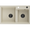 Mexen Tomas granitový dřez s 2 komorami 800 x 500 mm, béžový, černý sifon - 6516802000-69-B