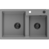 Mexen Tomas žulový kuchyňský dřez s 2 komorami 800 x 500 mm, šedý, černý sifon - 6516802000-71-B