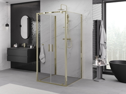 Mexen Exo-BR Duo 3S sprchový kout 3-stěnný výklopný 70 x 70 cm, transparentní, zlatý - 8182-070-070-50-00-3S