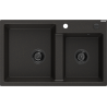 Mexen Tomas žulový dřez 2-komorový 800 x 500 mm, černý/zlatý metalik, černý sifon - 6516802000-75-B