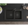 Mexen Tomas granitový dřez 2-komorový 800 x 500 mm, černý/zlatý metalik, černý sifon - 6516802000-75-B