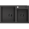 Mexen Tomas žulový dřez 2-komorový 800 x 500 mm, černý tečkovaný, černý sifon - 6516802000-76-B