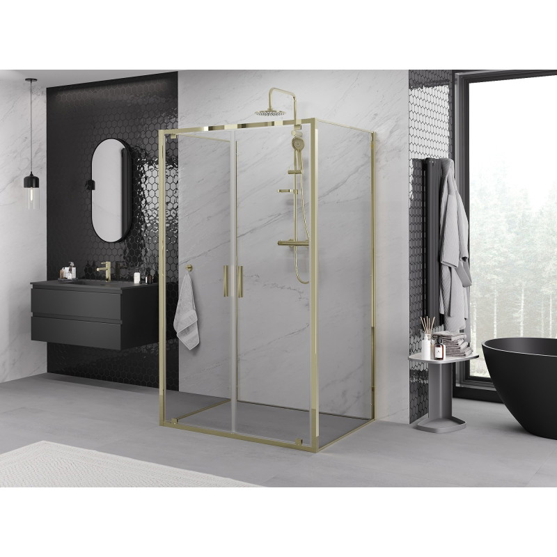 Mexen Exo-BR Duo 3S sprchový kout 3-stěnný sklopný 80 x 95 cm, transparentní, zlatý - 8182-080-095-50-00-3S