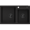 Mexen Tomas dřez granitový 2-komorový 800 x 500 mm, černý, sifon černý - 6516802000-77-B