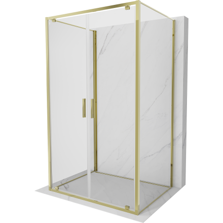 Mexen Exo-BR Duo 3S sprchový kout 3-stěnný otevírací 90 x 100 cm, transparentní, zlatý - 8182-090-100-50-00-3S