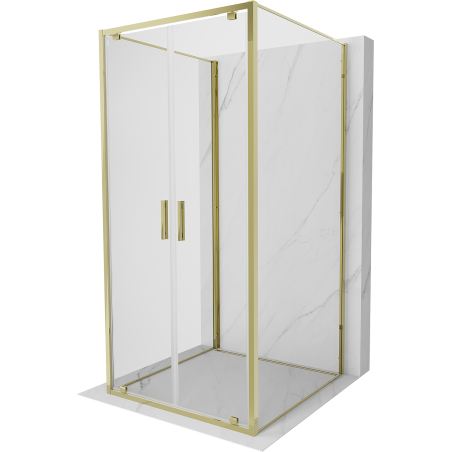 Mexen Exo-3S sprchový kout 3-stranný otočný 100 x 100 cm, transparentní, zlatý - 8182-100-100-50-00-3S