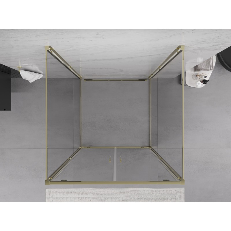 Mexen Exo-3S sprchový kout 3-stranný otočný 100 x 100 cm, transparentní, zlatý - 8182-100-100-50-00-3S