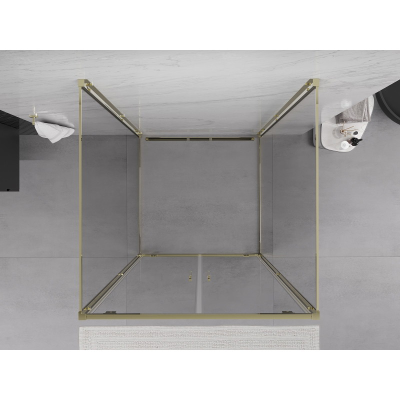 Mexen Exo-BR Duo 3S sprchový kout 3-stěnný otevírací 100 x 100 cm, transparentní, zlatý - 8182-100-100-50-00-3S