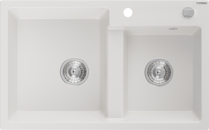 Mexen Tomas dřez žulový 2komorový 800 x 500 mm, bílý, sifon chrom - 6516802000-20