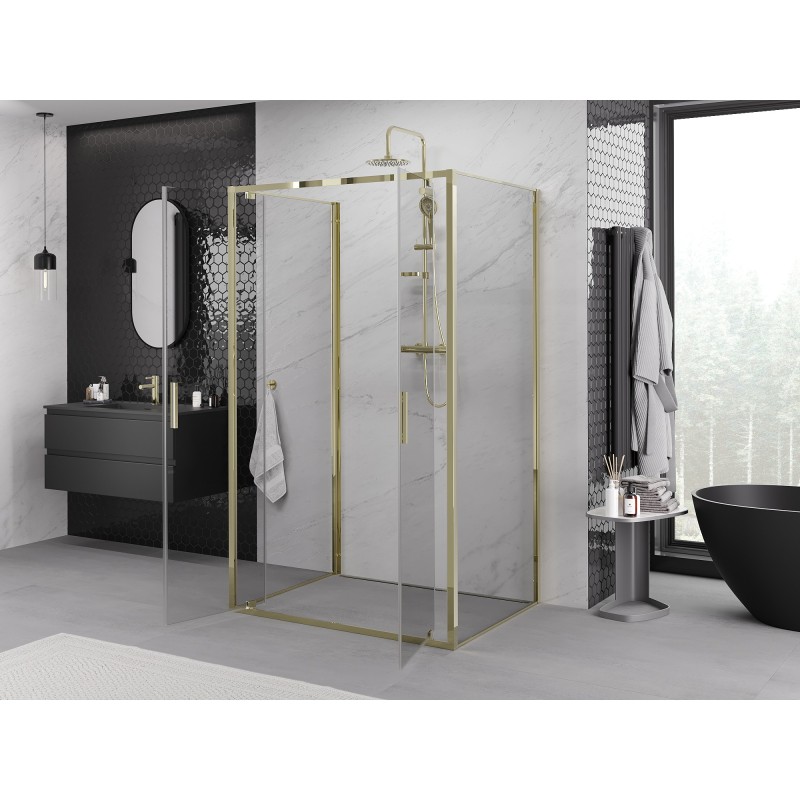 Mexen Exo-3S sprchový kout 3stranný otevírací 100 x 110 cm, transparentní, zlatá - 8182-100-110-50-00-3S