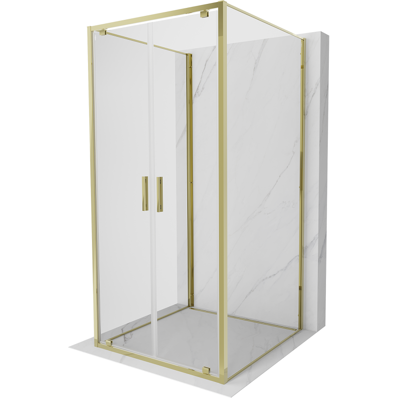Mexen Exo-3S sprchový kout 3-stěnný výklopný 110 x 110 cm, transparentní, zlatý - 8182-110-110-50-00-3S