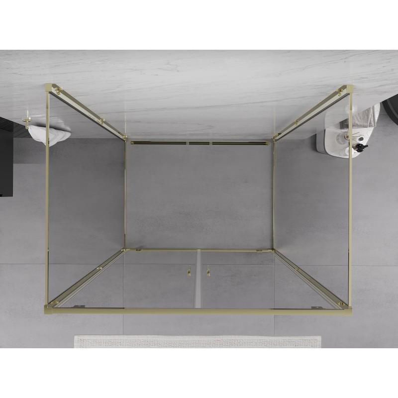 Mexen Exo-3S sprchový kout 3stěnný křídlový 90 x 120 cm, transparentní, zlatý - 8182-090-120-50-00-3S