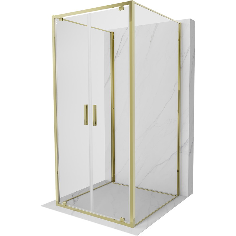 Mexen Exo-BR Duo 3S sprchový kout 3-stěnný otočný 120 x 120 cm, transparentní, zlatý - 8182-120-120-50-00-3S