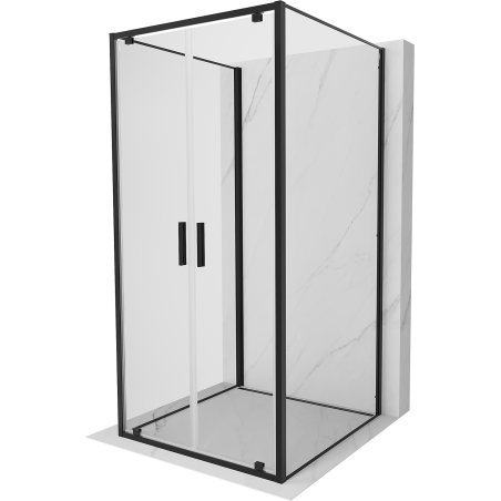 Mexen Exo-BR Duo 3S sprchový kout 3-stěnný otvíravý 70 x 70 cm, transparentní, černý - 8182-070-070-70-00-3S