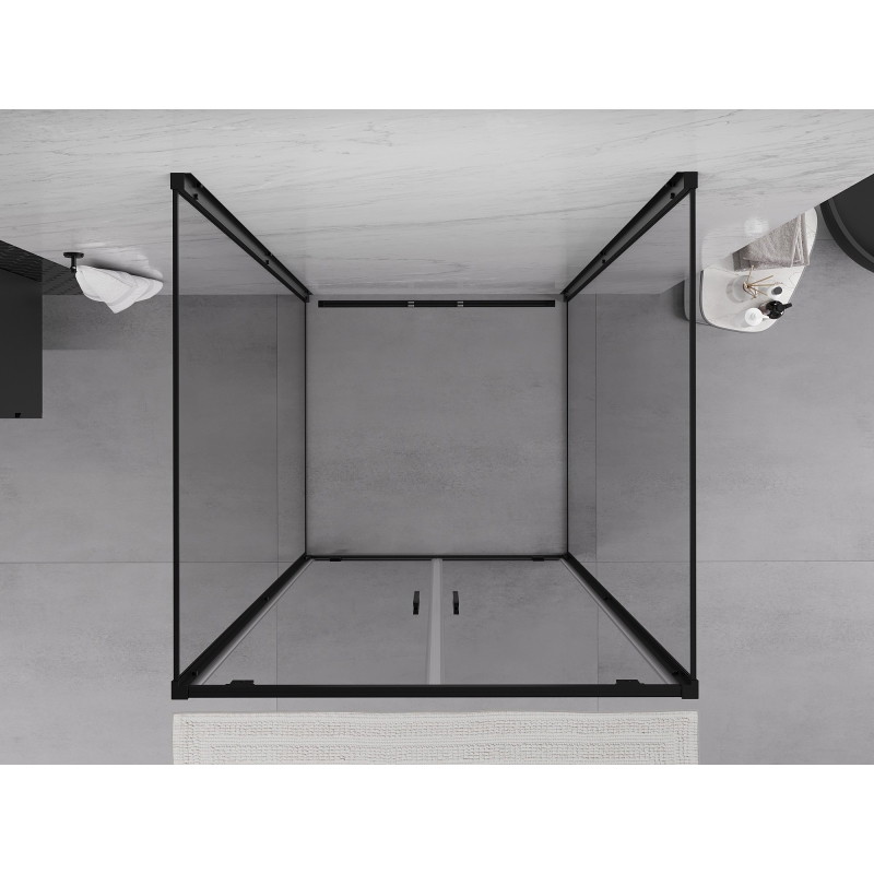 Mexen Exo-BR Duo 3S sprchový kout 3-stěnný otvíravý 70 x 70 cm, transparentní, černý - 8182-070-070-70-00-3S