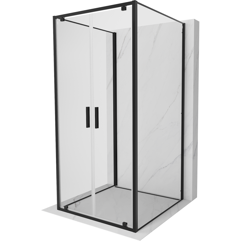 Mexen Exo-3S sprchový kout 3stranný otočný 80 x 80 cm, transparentní, černý - 8182-080-080-70-00-3S