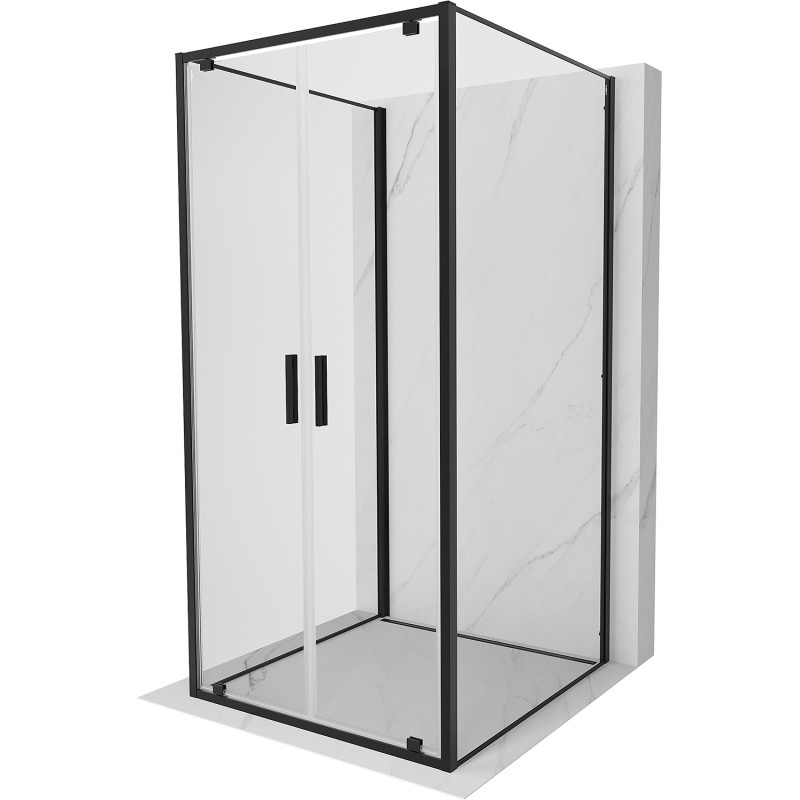Mexen Exo-BR Duo 3S sprchový kout 3-stěnný otočný 90 x 90 cm, transparentní, černý - 8182-090-090-70-00-3S