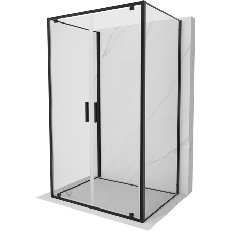 Mexen Exo-BR Duo 3S sprchový kout 3-stěnný křídlový 90 x 80 cm, transparentní, černý - 8182-090-080-70-00-3S