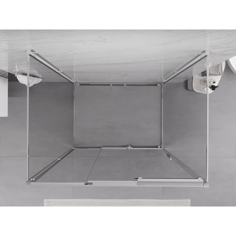 Mexen Exo-3S třístranný sprchový kout posuvný 90 x 80 cm, transparentní, chrom - 8153-090-080-01-00-3S