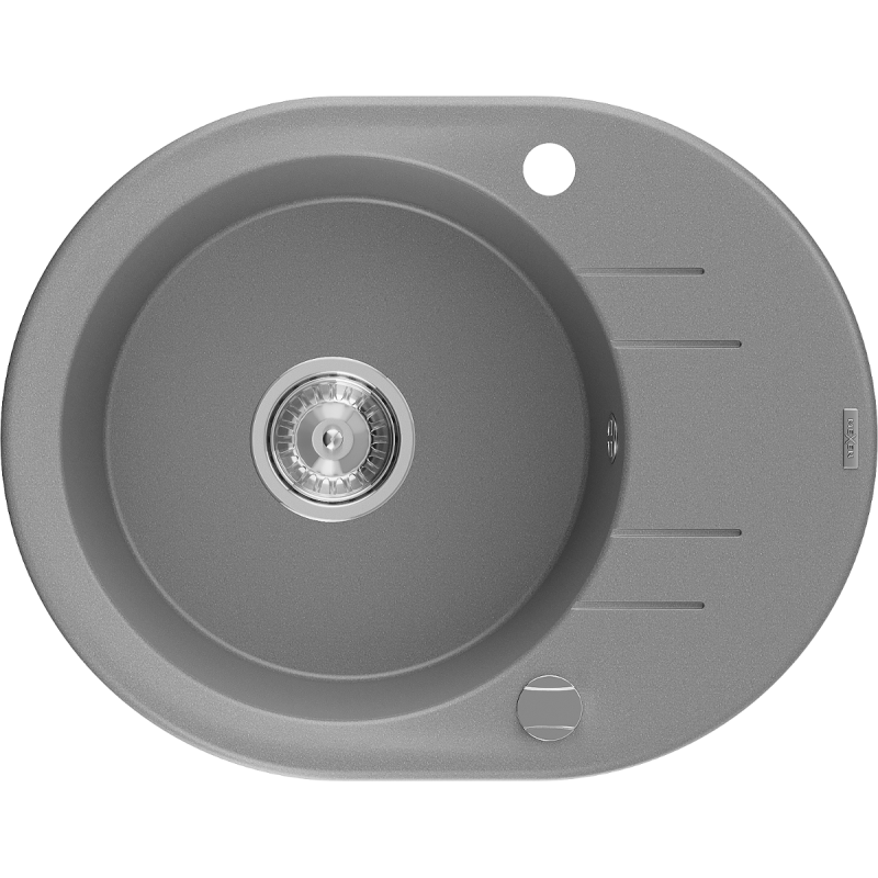 Mexen Kevin granitový dřez 1-komorový s odkapávačem 586 x 458 mm, šedý, sifon chrom - 6517581005-71