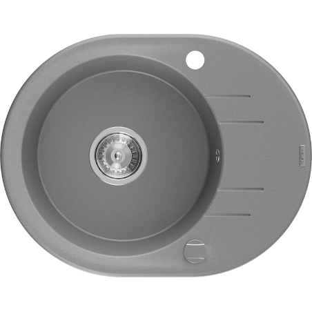 Mexen Kevin granitový dřez 1-komorový s odkapávačem 586 x 458 mm, šedý, sifon chrom - 6517581005-71