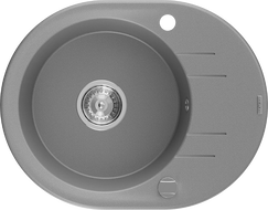 Mexen Kevin granitový dřez 1-komorový s odkapávačem 586 x 458 mm, šedý, sifon chrom - 6517581005-71