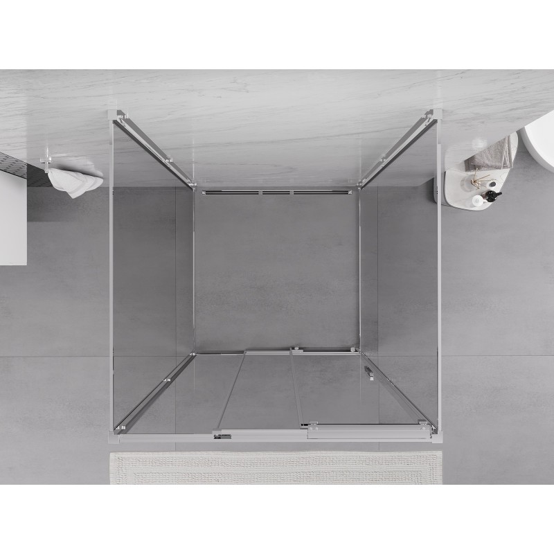 Mexen Exo-3S sprchový kout 3-stěnný posuvný 90 x 90 cm, průhledný, chrom - 8153-090-090-01-00-3S