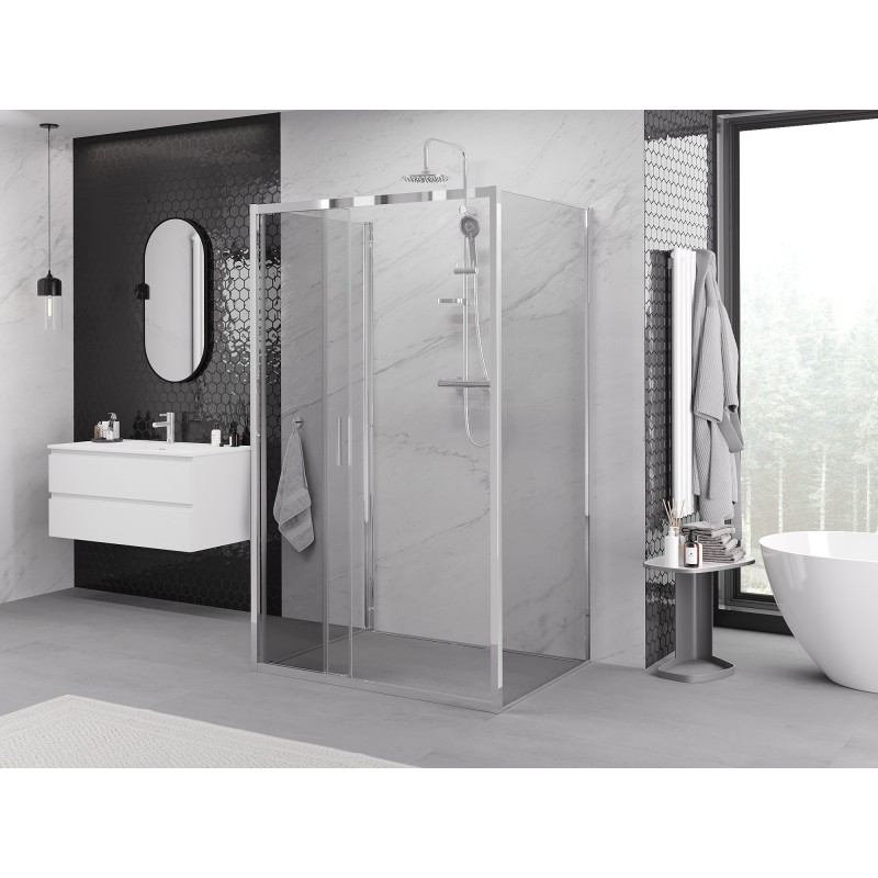 Mexen Exo-3S třístranný sprchový kout se zasouvacími dveřmi 90 x 95 cm, čirý, chrom - 8153-090-095-01-00-3S