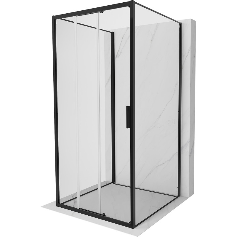 Mexen Exo-3S 3S sprchový kout 3-stěnný posuvný 80 x 80 cm, transparentní, černý - 8153-080-080-70-00-3S