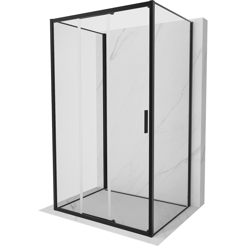 Mexen Exo-3S sprchový kout 3-stěnný posuvný 85 x 95 cm, průhledný, černý - 8153-085-095-70-00-3S