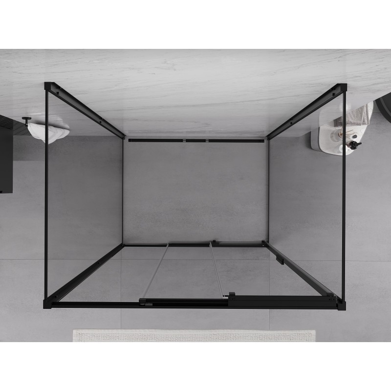 Mexen Exo-3S sprchový kout 3-stěnný posuvný 90 x 100 cm, transparentní, černý - 8153-090-100-70-00-3S