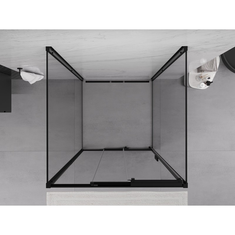 Mexen Exo-3S sprchový kout 3-stěnný posuvný 100 x 100 cm, transparentní, černý - 8153-100-100-70-00-3S