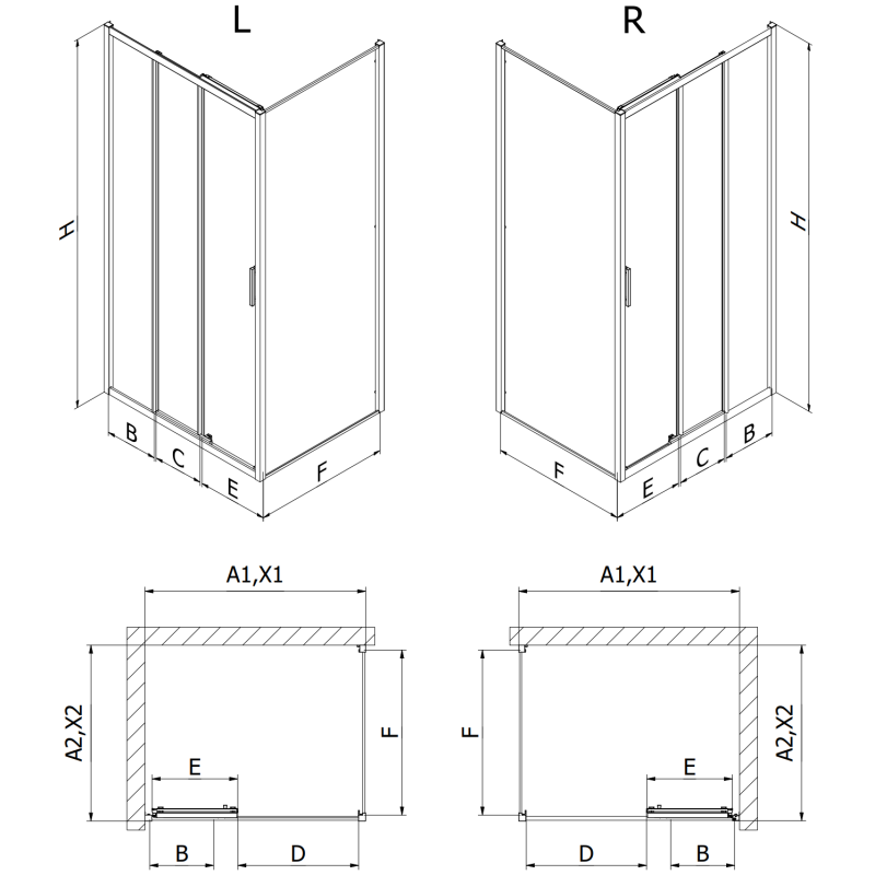 Mexen Exo sprchový kout posuvný 85 x 95 cm, průhledný, chrom - 8153-085-095-01-00