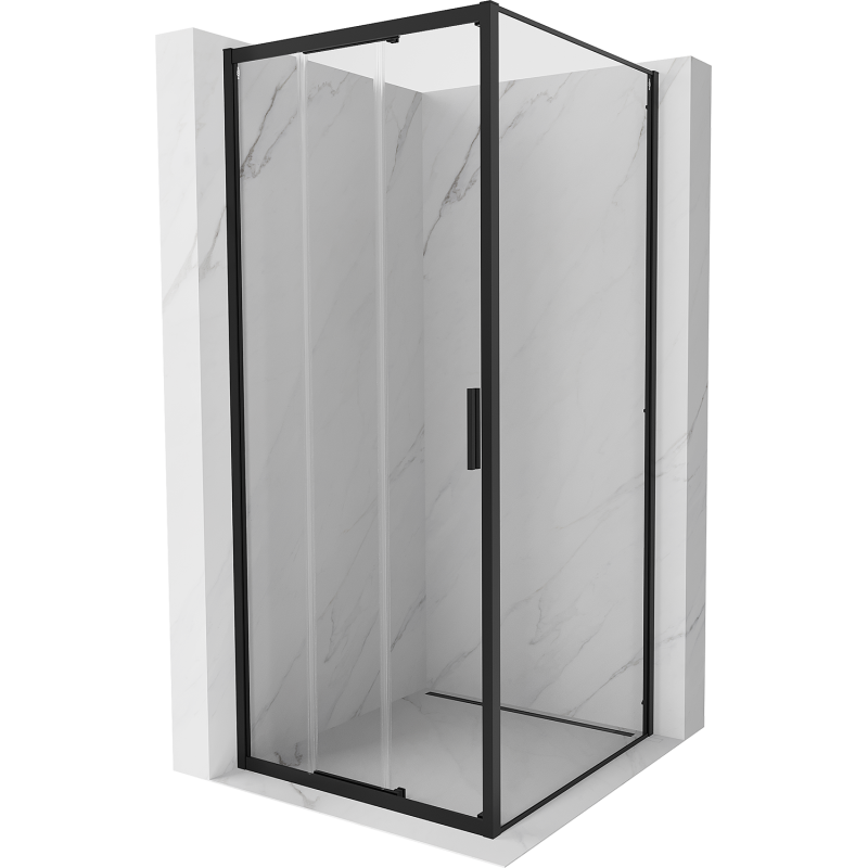 Mexen Exo zatahovací sprchový kout 80 x 80 cm, transparentní, černý - 8153-080-080-70-00