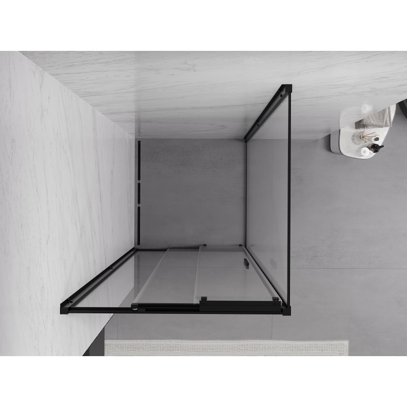 Mexen Exo zatahovací sprchový kout 80 x 80 cm, transparentní, černý - 8153-080-080-70-00