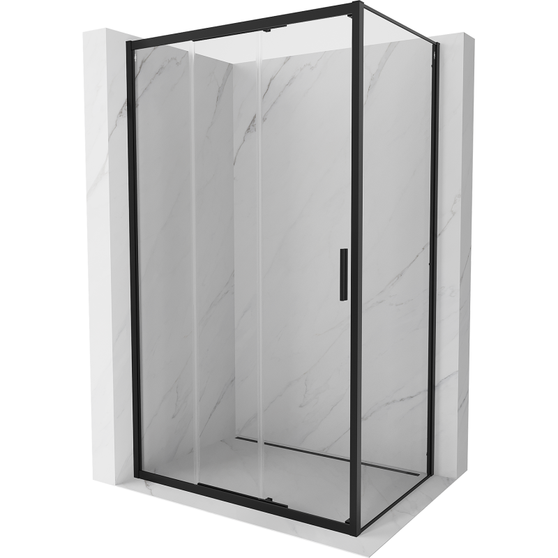 Mexen Exo posuvný sprchový kout 90 x 85 cm, transparentní, černý - 8153-090-085-70-00