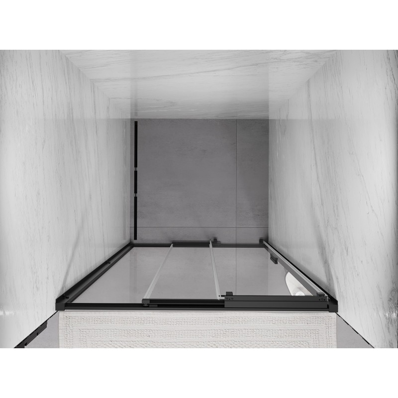 Mexen Exo-3S posuvné sprchové dveře 75 cm, transparentní, černé - 8153-075-000-70-00