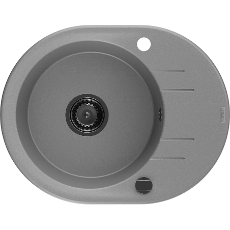 Mexen Kevin žulový dřez 1-komorový s odkapávačem 586 x 458 mm, šedý, černý sifon - 6517581005-71-B