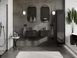 Mexen Orio koupelnová skříňka 50 cm s umyvadlem Otis, 1 zásuvka, černý lesk/černý mat - 91A10-05023-1-BF70-W18M71