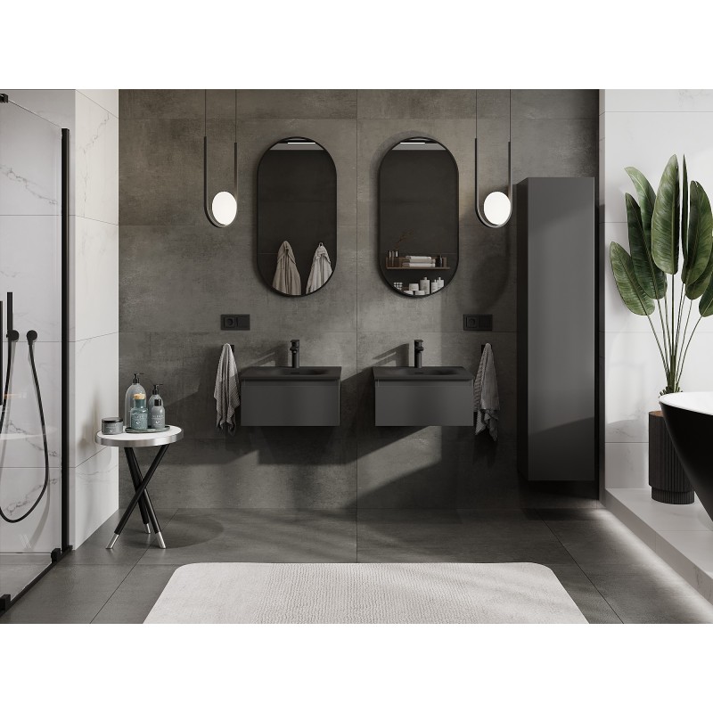 Mexen Orio koupelnová skříňka 50 cm s umyvadlem Vela, 1 zásuvka, černá mat - 91A10-05023-1-BF71-W23M71