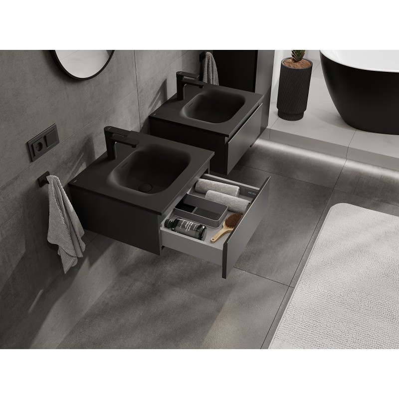 Mexen Orio koupelnová skříňka 50 cm s umyvadlem Vela, 1 zásuvka, černá mat - 91A10-05023-1-BF71-W23M71