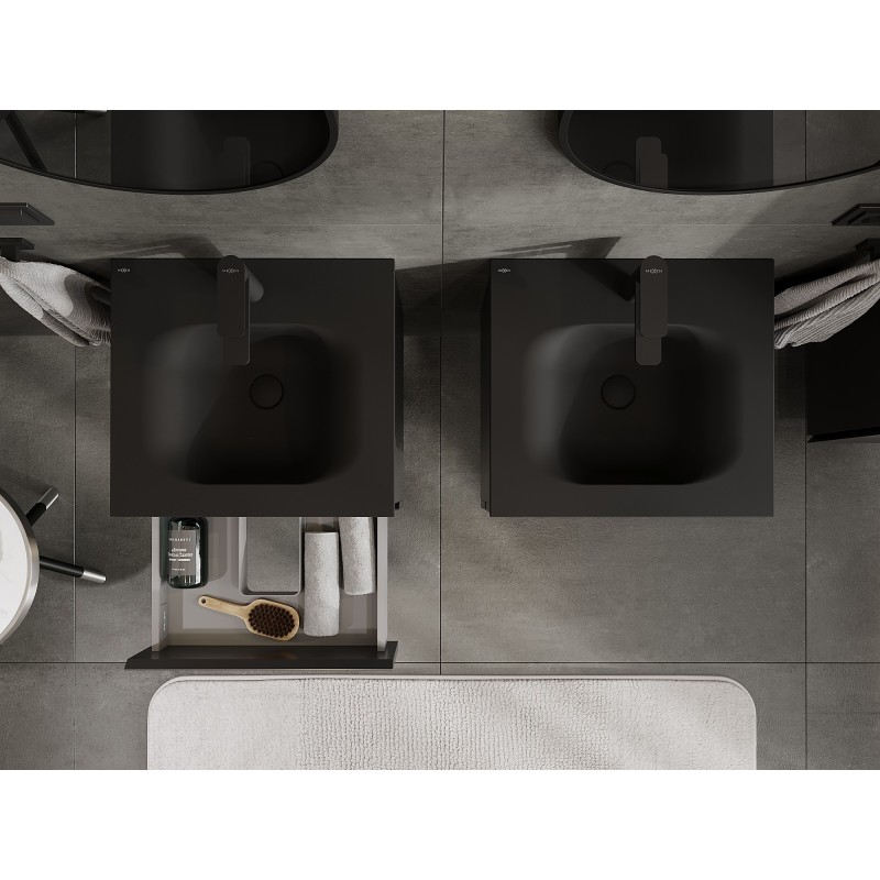 Mexen Orio koupelnová skříňka 50 cm s umyvadlem Vela, 2 zásuvky, černá mat - 91A10-05047-2-BFF71-W23M71