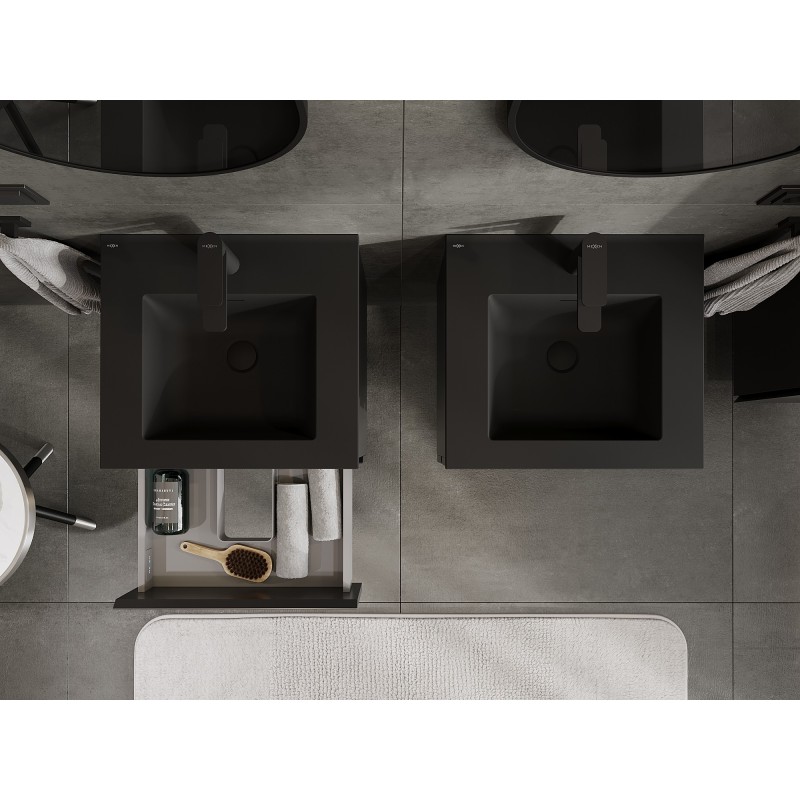Mexen Orio koupelnová skříňka 50 cm s umyvadlem Otis, 2 zásuvky, černá mat - 91A10-05047-2-BFF71-W18M71