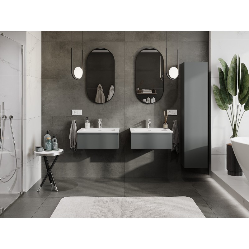 Mexen Orio koupelnová skříňka 60 cm s umyvadlem Otis, 1 zásuvka, grafit mat/bílá mat - 91A10-06023-1-BF66-W18M01