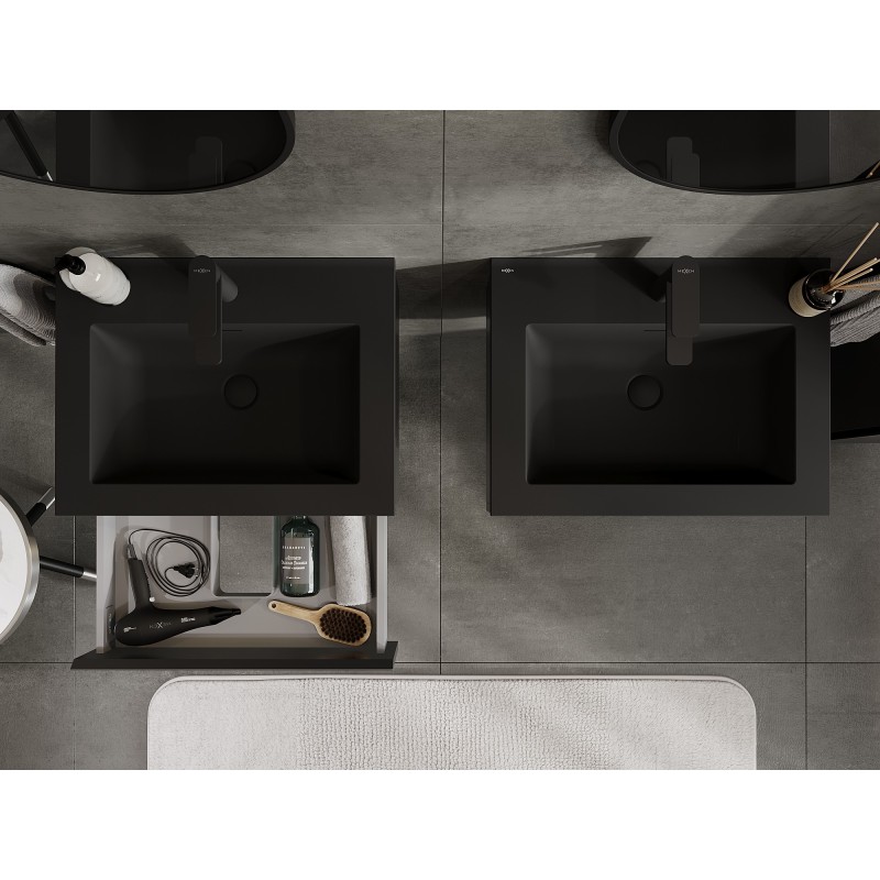 Mexen Orio koupelnová skříňka 60 cm s umyvadlem Otis, 1 zásuvka, černá mat - 91A10-06023-1-BF71-W18M71