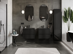 Mexen Orio koupelnová skříňka 60 cm s umyvadlem Otis, 2 zásuvky, černý lesk/černý mat - 91A10-06047-2-BFF70-W18M71